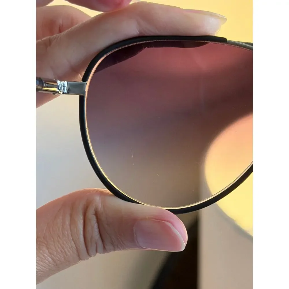 The Row x Linda Farrow Aviators ROW/80/2 Titanium Frame Black Leather Wrapped